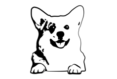 Cute Corgi Dog - black vector svg Product Image 3