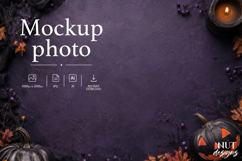 Halloween Flat Lay Mockup Top view Purple background Product Image 1