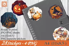 28 Halloween Stickers |Printable cutting PNG Product Image 7