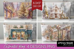 Christmas City Cosmetic Bag - Cozy Christmas Makeup Bag PNG Product Image 1