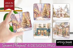 Christmas City Magnet Sublimation - Cozy Christmas Square Product Image 1