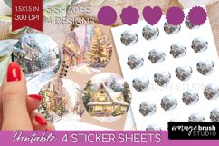 Christmas City Round Sticker - Cozy Christmas Printable Product Image 1