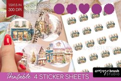Christmas City Round Sticker - Cozy Christmas Printable Product Image 1