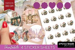Christmas City Round Sticker - Cozy Christmas Printable Product Image 1