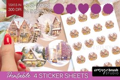 Christmas City Round Sticker - Cozy Christmas Printable Product Image 1