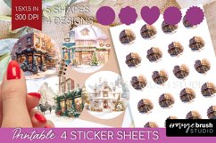Christmas City Round Sticker - Cozy Christmas Printable Product Image 1