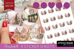 Christmas City Round Sticker - Cozy Christmas Printable Product Image 1