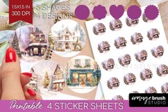Christmas City Round Sticker - Cozy Christmas Printable Product Image 1