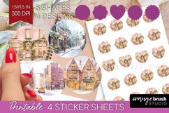 Christmas City Round Sticker - Cozy Christmas Printable Product Image 1