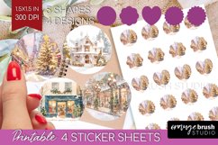 Christmas City Round Sticker - Cozy Christmas Printable Product Image 1