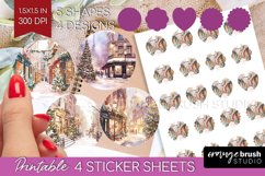 Christmas City Round Sticker - Cozy Christmas Printable Product Image 1