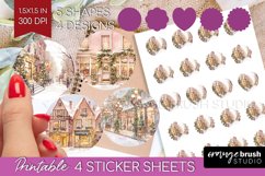 Christmas City Round Sticker - Cozy Christmas Printable Product Image 1