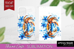 Crab Floral Phone Case PNG Blue Flowers Case PNG Sublimation Product Image 1