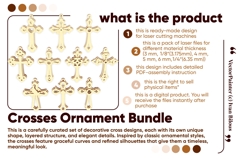 Cross Laser Cut Bundle, SVG Christian Ornament Vector Set Product Image 2