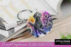 Curly-Coated Retriever Keychain Dog Sublimation Floral PNG Product Image 1