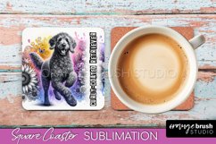 Dog Square Coaster - Dog Mom Floral Coaster Sublimation Product Image 1