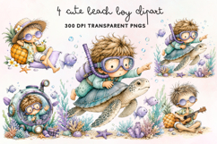 Cute Beach Boy Clipart PNG Product Image 1