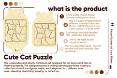 Cat Laser Cut File, SVG Puzzle Busy Board Jigsaw Brain Product Image 2
