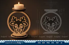 Cute Christmas Candle Holder SVG | Laser Cut Decor Product Image 3