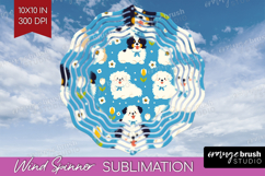 Cute Dog Wind Spinner Sublimation PNG - Chibi Puppy Round Product Image 1