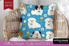 Cute Dog Pillow Sublimation - Chibi Puppy Pillow Cover PNG Product Image 1