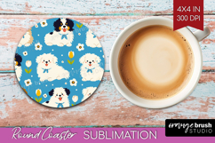 Cute Dog Round Coaster - Chibi Puppy Coaster PNG Sublimation Product Image 1