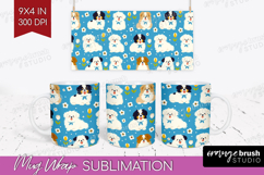 Cute Dog Mug Wrap - Chibi Puppy Mug PNG Sublimation Product Image 1