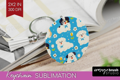 Cute Dog Keychain PNG - Chibi Puppy Keychain Sublimation Product Image 1