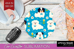 Cute Dog Car Coaster - Chibi Puppy Coaster PNG Sublimation Product Image 1