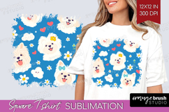 Cute Dog Square Tshirt Background - Chibi Puppy PNG Product Image 1