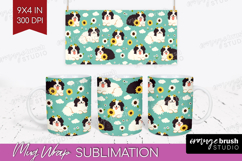 Cute Dog Mug Wrap - Chibi Puppy Mug PNG Sublimation Product Image 1