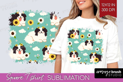 Cute Dog Square Tshirt Background - Chibi Puppy PNG Product Image 1