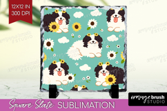 Cute Dog Slate PNG - Chibi Puppy Square Slate Sublimation Product Image 1