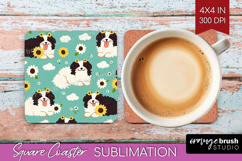 Cute Dog Square Coaster - Chibi Puppy Coaster PNG Product Image 1