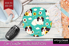 Cute Dog Car Coaster - Chibi Puppy Coaster PNG Sublimation Product Image 1