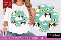 Cute Dog Round Tshirt Background - Chibi Puppy PNG Product Image 1