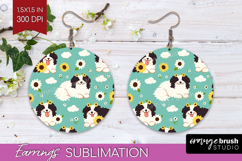 Cute Dog Round Earrings - Chibi Puppy PNG Sublimation Product Image 1