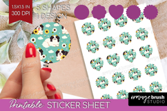 Cute Dog Round Sticker - Chibi Puppy Printable Sticker Sheet Product Image 1