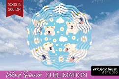 Cute Dog Wind Spinner Sublimation PNG - Chibi Puppy Round Product Image 1