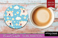 Cute Dog Round Coaster - Chibi Puppy Coaster PNG Sublimation Product Image 1