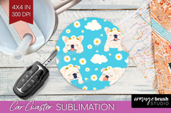 Cute Dog Car Coaster - Chibi Puppy Coaster PNG Sublimation Product Image 1