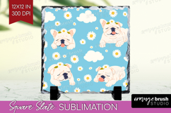 Cute Dog Slate PNG - Chibi Puppy Square Slate Sublimation Product Image 1