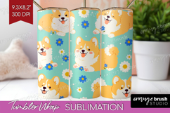Cute Dog Tumbler Wrap - Chibi Puppy Tumbler PNG Sublimation Product Image 1