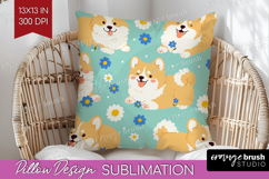 Cute Dog Pillow Sublimation - Chibi Puppy Pillow Cover PNG Product Image 1