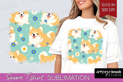 Cute Dog Square Tshirt Background - Chibi Puppy PNG Product Image 1