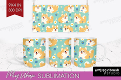 Cute Dog Mug Wrap - Chibi Puppy Mug PNG Sublimation Product Image 1