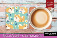 Cute Dog Square Coaster - Chibi Puppy Coaster PNG Product Image 1