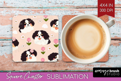 Cute Dog Square Coaster - Chibi Puppy Coaster PNG Product Image 1