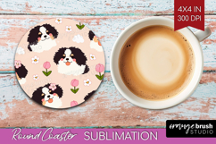 Cute Dog Round Coaster - Chibi Puppy Coaster PNG Sublimation Product Image 1