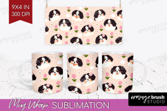 Cute Dog Mug Wrap - Chibi Puppy Mug PNG Sublimation Product Image 1
